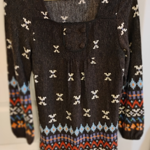 Hazel Anthropology Gray Pattern Sweater Dress Size Small - Picture 4 of 8